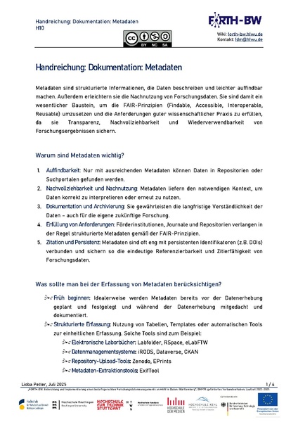 Datei:H10 Handreichung Dokumentation-Metadaten FORTH-BW-07-2025.pdf